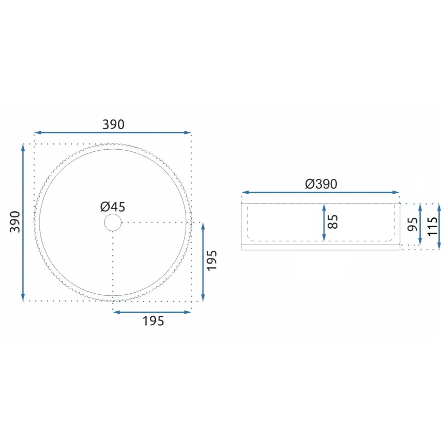REA-U8881 - Umývadlo na dosku CRISTAL Ø 39 cm sklo/číre