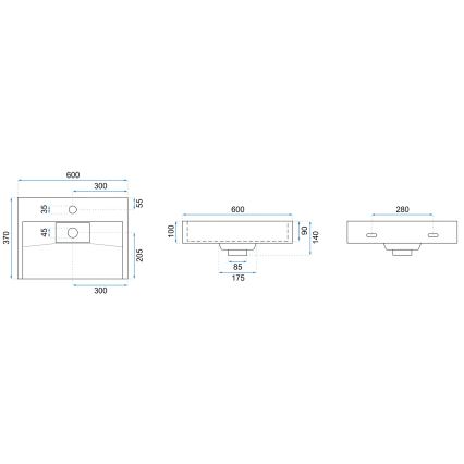 REA-U8901 - Umývadlo na dosku GOYA 37x60 cm matná biela