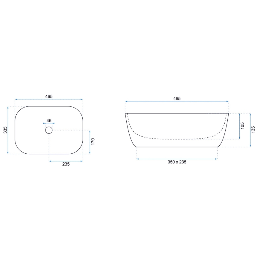 REA-U8907 - Umývadlo na dosku BELINDA 33,5x46,5 cm keramika/čierna/mramorový dekor