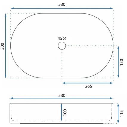 REA-U9108 - Umývadlo na dosku LAYLA 30x53 cm keramika/lesklá biela
