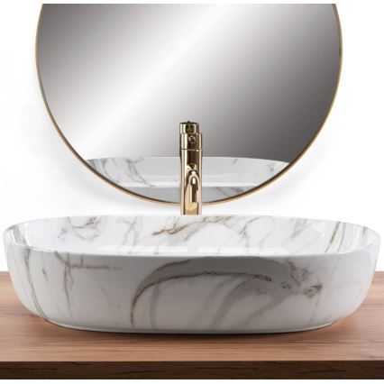 REA-U9656 - Umývadlo na dosku CLEO 41x60,5 cm keramika/mramorový dekor