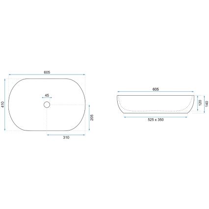 REA-U9656 - Umývadlo na dosku CLEO 41x60,5 cm keramika/mramorový dekor