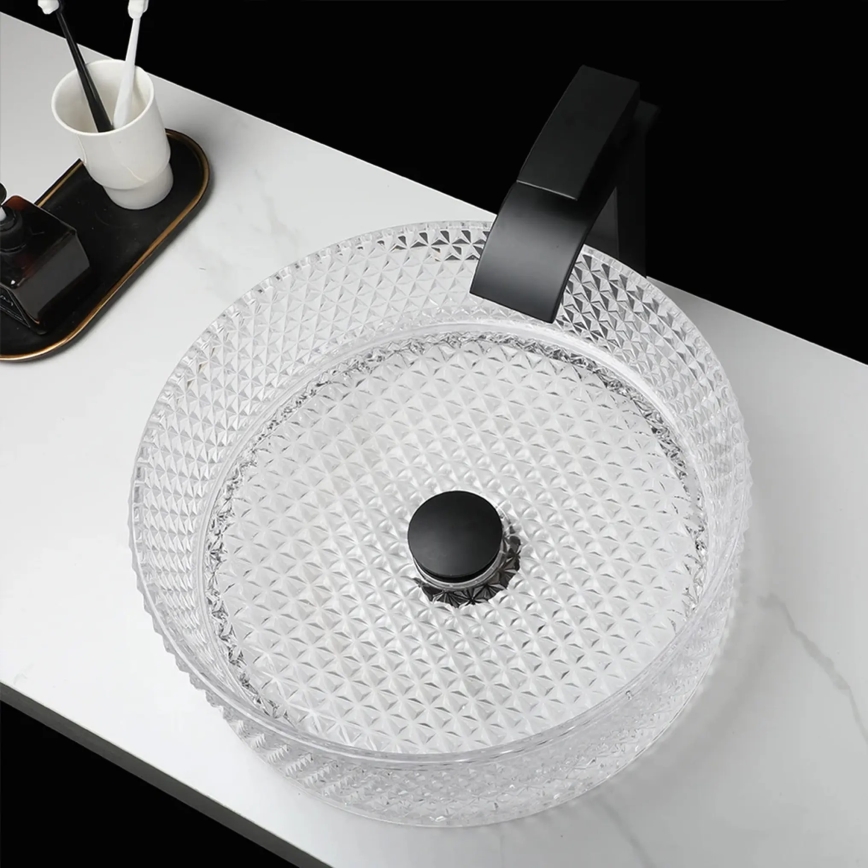 REA-U9670 - Umývadlo na dosku CRISTAL 35,5 cm sklo/priehľadné