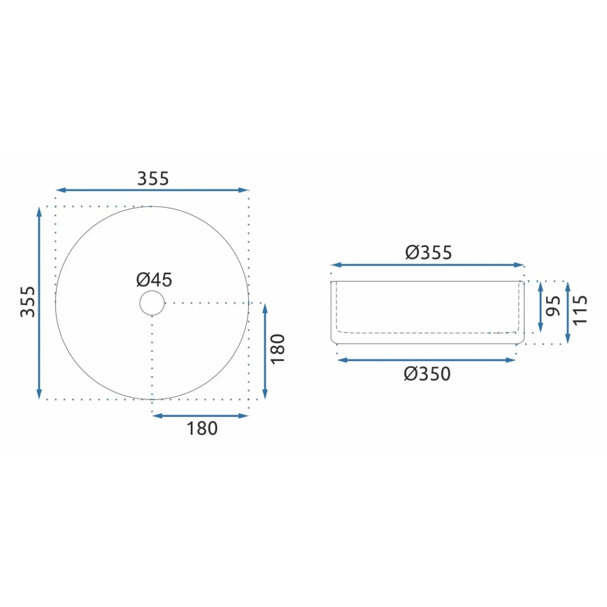 REA-U9670 - Umývadlo na dosku CRISTAL 35,5 cm sklo/priehľadné