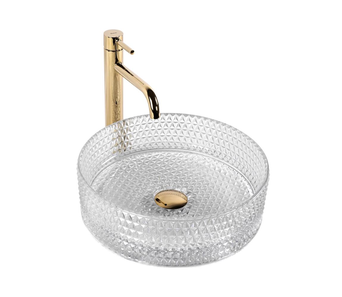 REA-U9670 - Umývadlo na dosku CRISTAL pr. 35,5 cm sklo/priehľadné REA-U9670