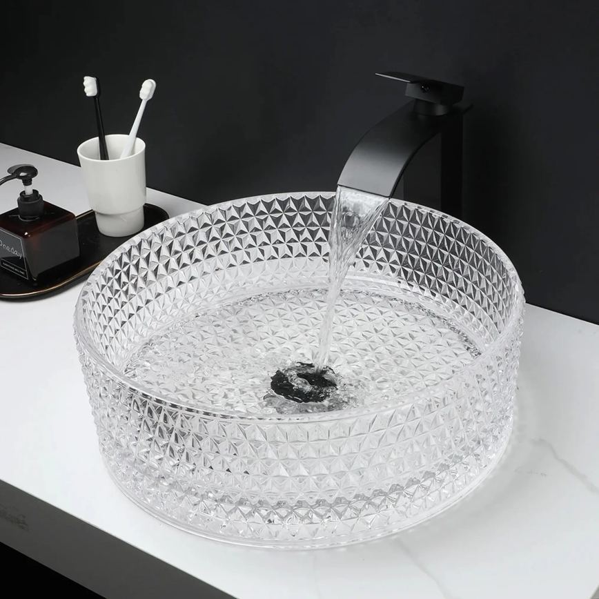 REA-U9670 - Umývadlo na dosku CRISTAL pr. 35,5 cm sklo/priehľadné