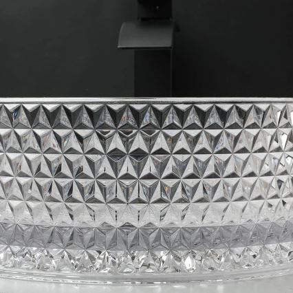 REA-U9670 - Umývadlo na dosku CRISTAL pr. 35,5 cm sklo/priehľadné
