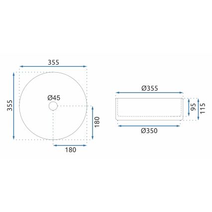 REA-U9670 - Umývadlo na dosku CRISTAL pr. 35,5 cm sklo/priehľadné