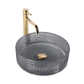 REA-U9671 - Umývadlo na dosku CRISTAL pr. 35,5 cm sklo/dymovo sivá