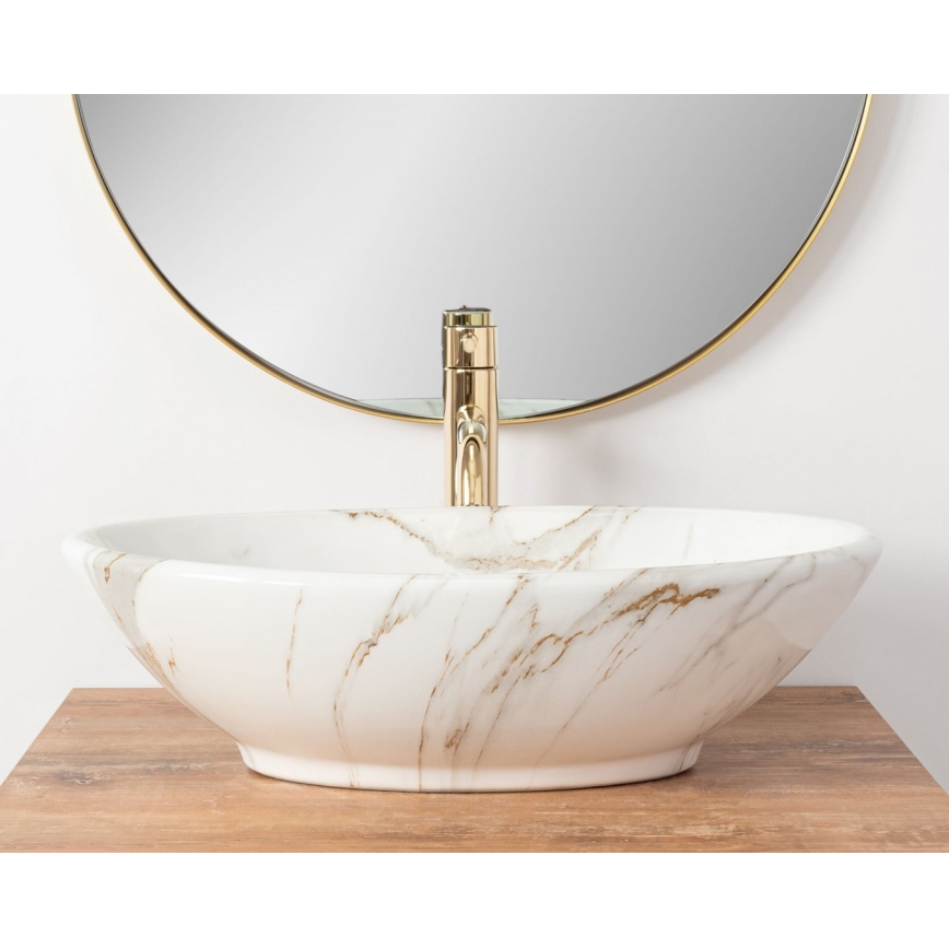 REA-U9685 - Umývadlo na dosku PAMELA 33x53 cm keramika/mramorový dekor