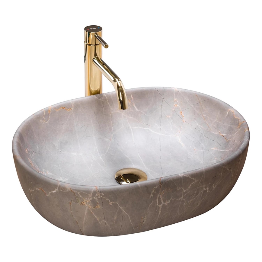 REA-U9887 - Umývadlo na dosku LARA 35x48,5 cm keramika/sivá/mramorový dekor