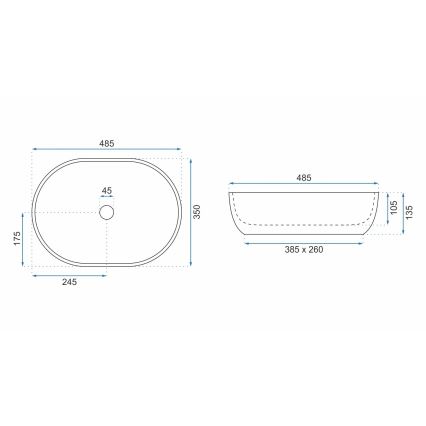 REA-U9888  - Umývadlo na dosku LARA 35x48,5 cm keramika/imitácia kameňa