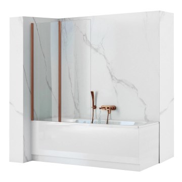 REA-W5696 - Skladacia vaňová zástena AGAT 140x80 cm kartáčovaná meď/číra