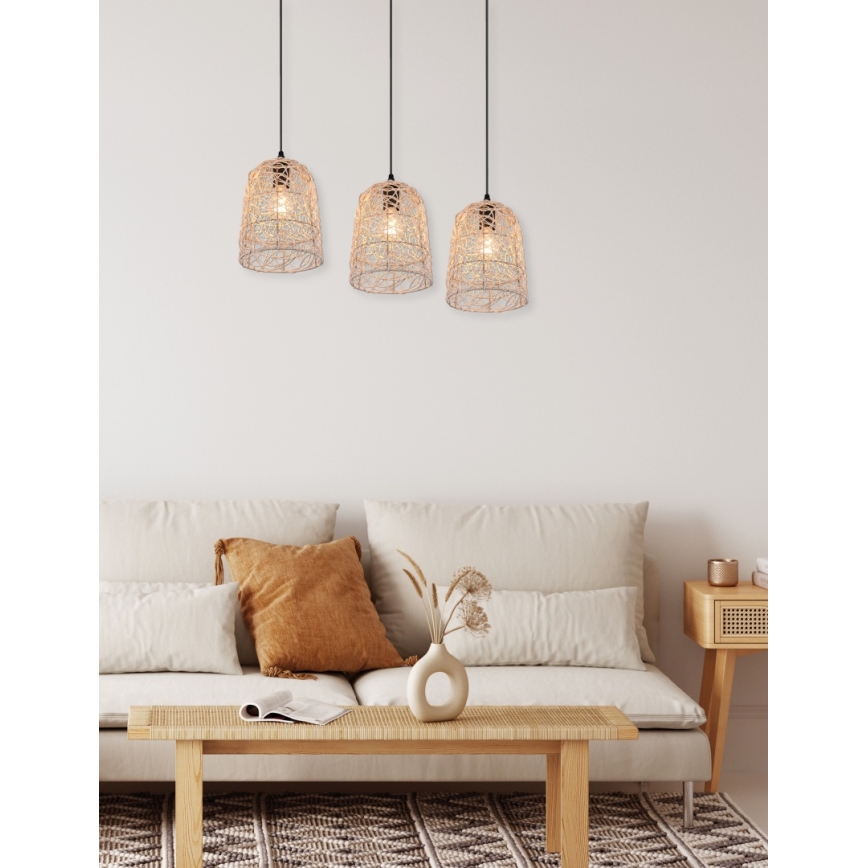 Reality - Luster na lanku LOVIS 3xE27/40W/230V čierny