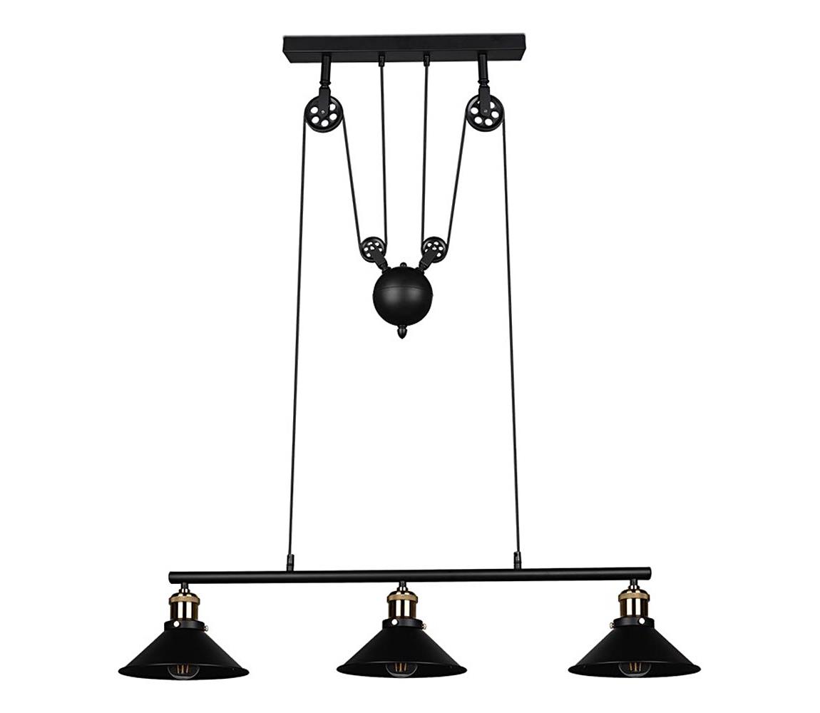 Reality - Luster na lanku POULI 3xE27/40W/230V čierny R30094032