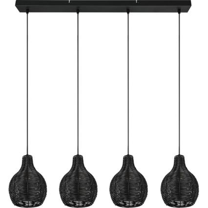 Reality - Závesný luster na lanku SPROUT 4xE14/30W/230V čierna/ratan