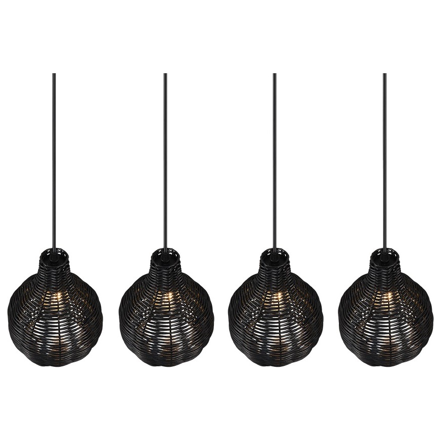 Reality - Závesný luster na lanku SPROUT 4xE14/30W/230V čierna/ratan