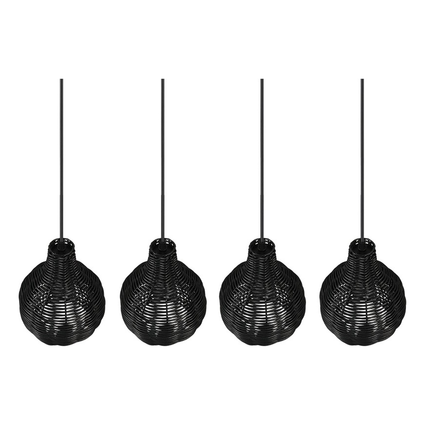 Reality - Závesný luster na lanku SPROUT 4xE14/30W/230V čierna/ratan
