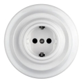 Reblig - Porcelánová retro domová zásuvka s rámikom SCHUKO 250V/16A biela