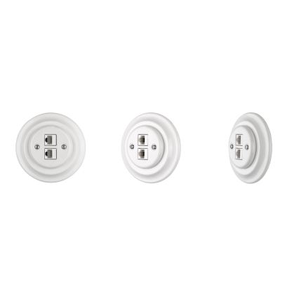 Reblig - Porcelánová retro ethernetová zásuvka bez rámčeka 2x CAT.5E biela