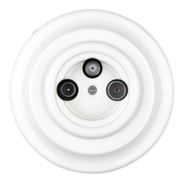 Reblig - porcelánová retro TV/SAT-W zásuvka s rámikom, biela