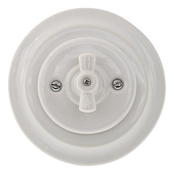 Reblig - Porcelánový retro otočný vypínač s rámčekom č. 1 biela