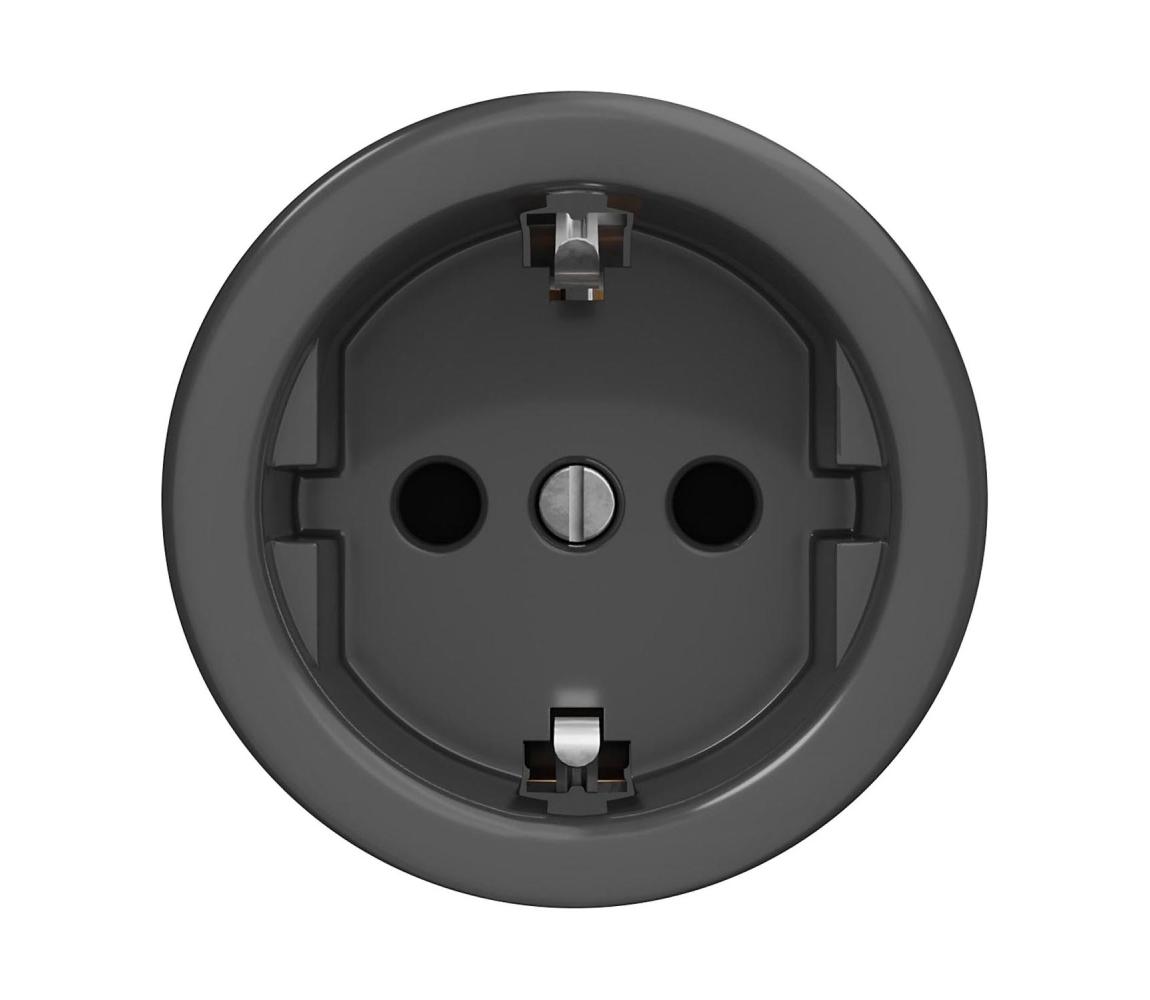 Reblig - Retro domová zásuvka bez rámčeka SCHUKO 230V/16A antracit A/ZS