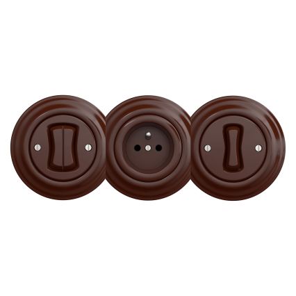 Reblig - Retro domová zásuvka bez rámčeka SCHUKO 230V/16A hnedá
