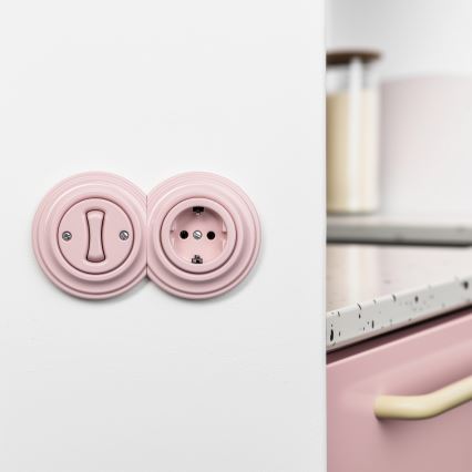 Reblig - Retro domová zásuvka bez rámčeka SCHUKO 230V/16A staroružová