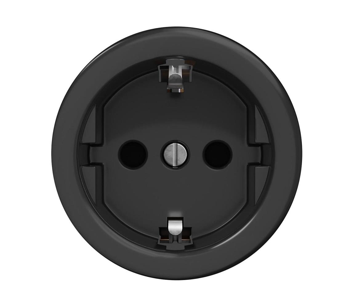 Reblig - Retro domová zásuvka bez rámika SCHUKO 230V/16A čierna C/ZS