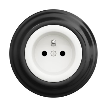 Reblig - Retro domová zásuvka s rámčekom 230V snehovo biela/čierna