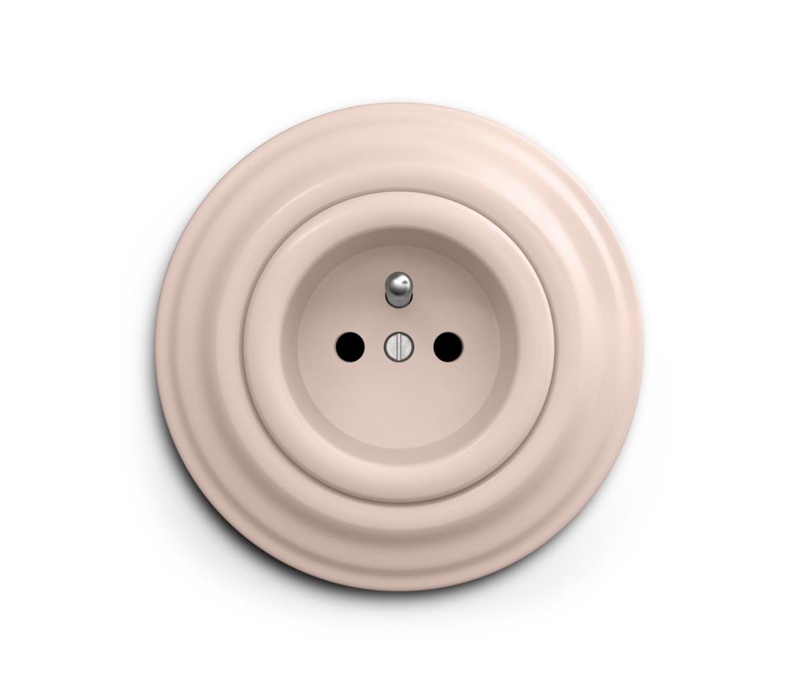Reblig - Retro domová zásuvka s rámčekom 230V staroružová RG0119+RG0118