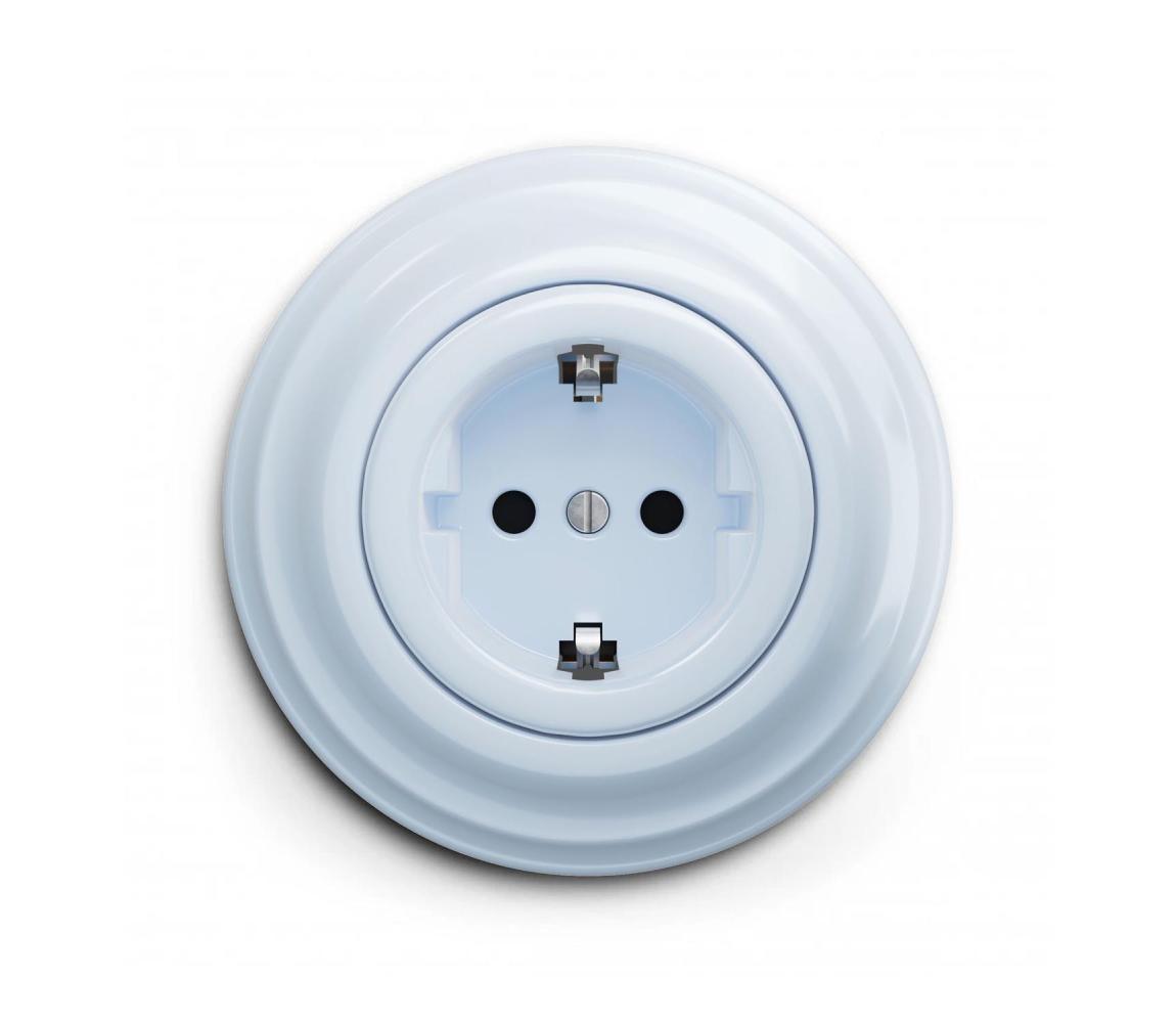 Reblig - Retro domová zásuvka s rámčekom SCHUKO 230V/16A modrá RG0025+RG0108