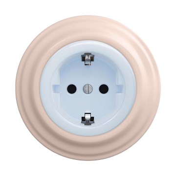 Reblig - Retro domová zásuvka s rámčekom SCHUKO 230V/16A modrá/staroružová