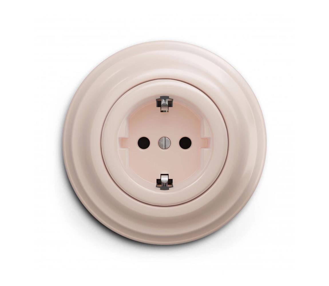 Reblig - Retro domová zásuvka s rámčekom SCHUKO 230V/16A staroružová RG0119+RG0143