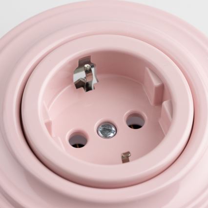 Reblig - Retro domová zásuvka s rámčekom SCHUKO 230V/16A staroružová