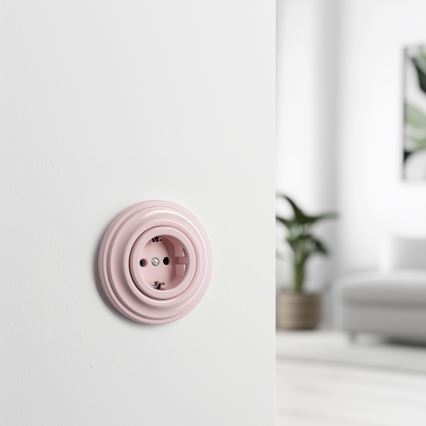 Reblig - Retro domová zásuvka s rámčekom SCHUKO 230V/16A staroružová