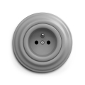 Reblig - retro domová zásuvka s rámikom 230 V sivá