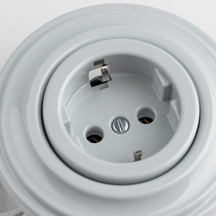 Reblig - Retro domová zásuvka s rámikom SCHUKO 230 V/16 A sivá