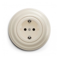 Reblig - Retro domová zásuvka s rámikom SCHUKO 230V/16A béžová