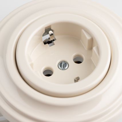 Reblig - Retro domová zásuvka s rámikom SCHUKO 230V/16A béžová
