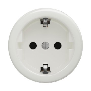 Reblig - Retro domová zásuvka SCHUKO 230 V/16 A bez rámčeka, keramická, biela