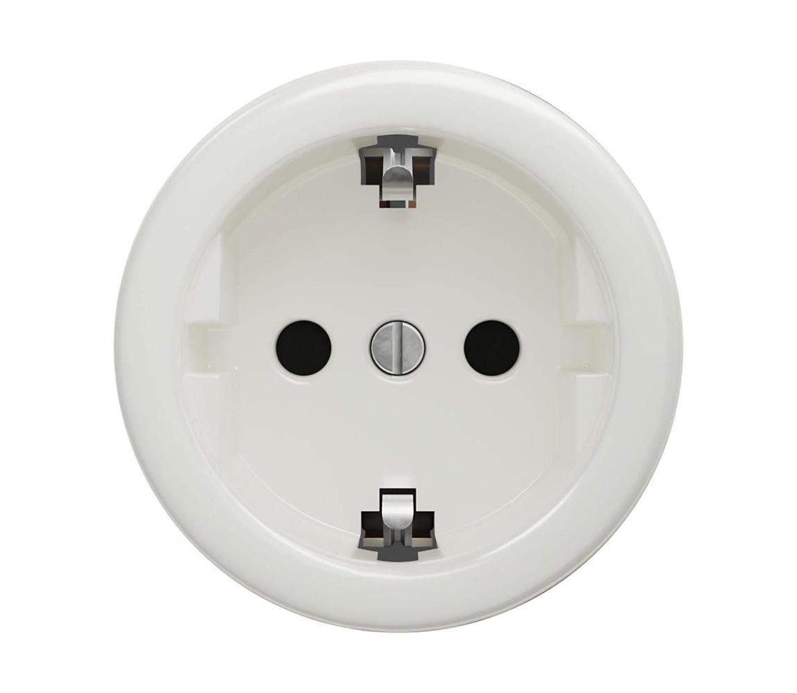 Reblig - Retro domová zásuvka SCHUKO 230 V/16 A bez rámčeka, keramická, biela K/ZS