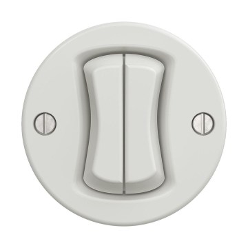 Reblig - Retro dvojité tlačidlo bez rámčeka keramické biele