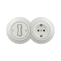 Reblig - Retro jednopólový vypínač č. 1 a zásuvka SCHUKO 230 V s keramickým rámom, biela