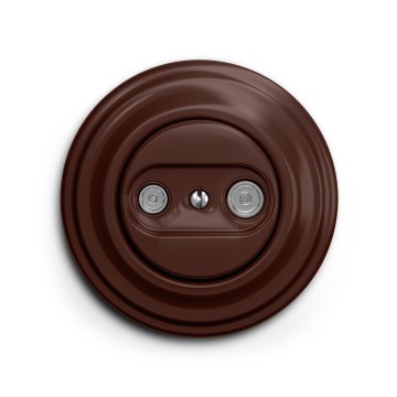 Reblig - Retro koncová účastnícka zásuvka TV+R s rámčekom, hnedá