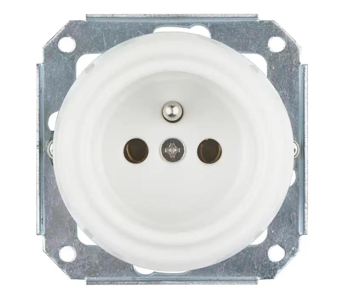 Reblig - Retro porcelánová zásuvka do domácnosti bez rámčeka 250 V/16 A biela RGRAFX-W