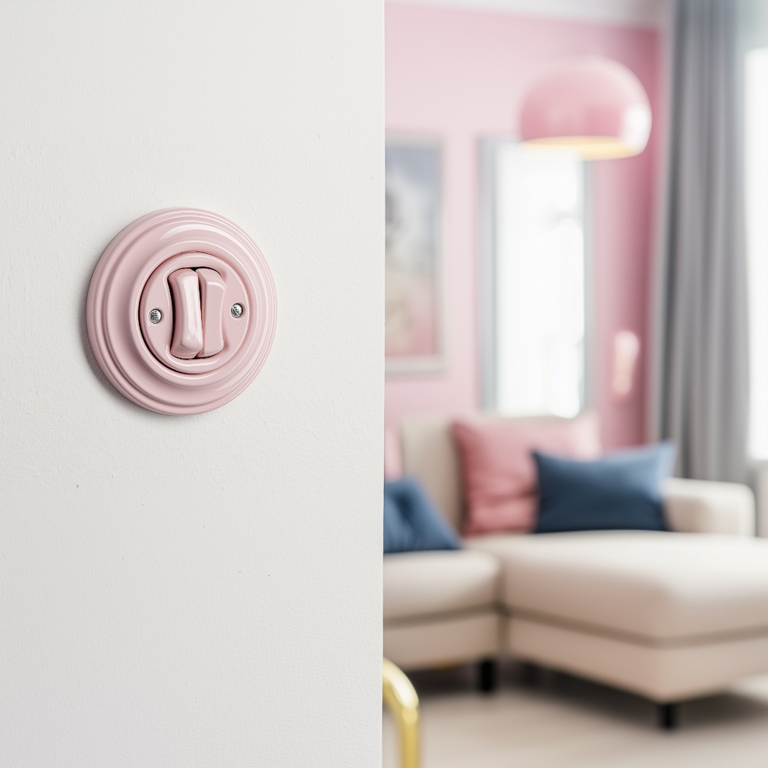 Reblig - Retro sériový vypínač s rámčekom č. 5 staroružový