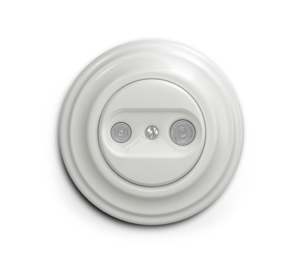 Reblig - Retro účastnícka zásuvka TV+R (priebežná) s rámčekom keramická biela RG0007+RG0065