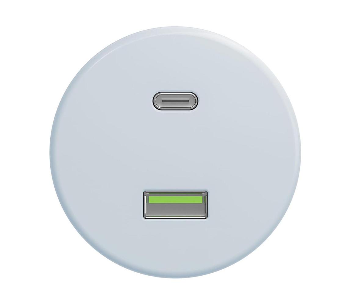 Reblig - Retro USB zásuvka A+C bez rámčeka modrá M/USB